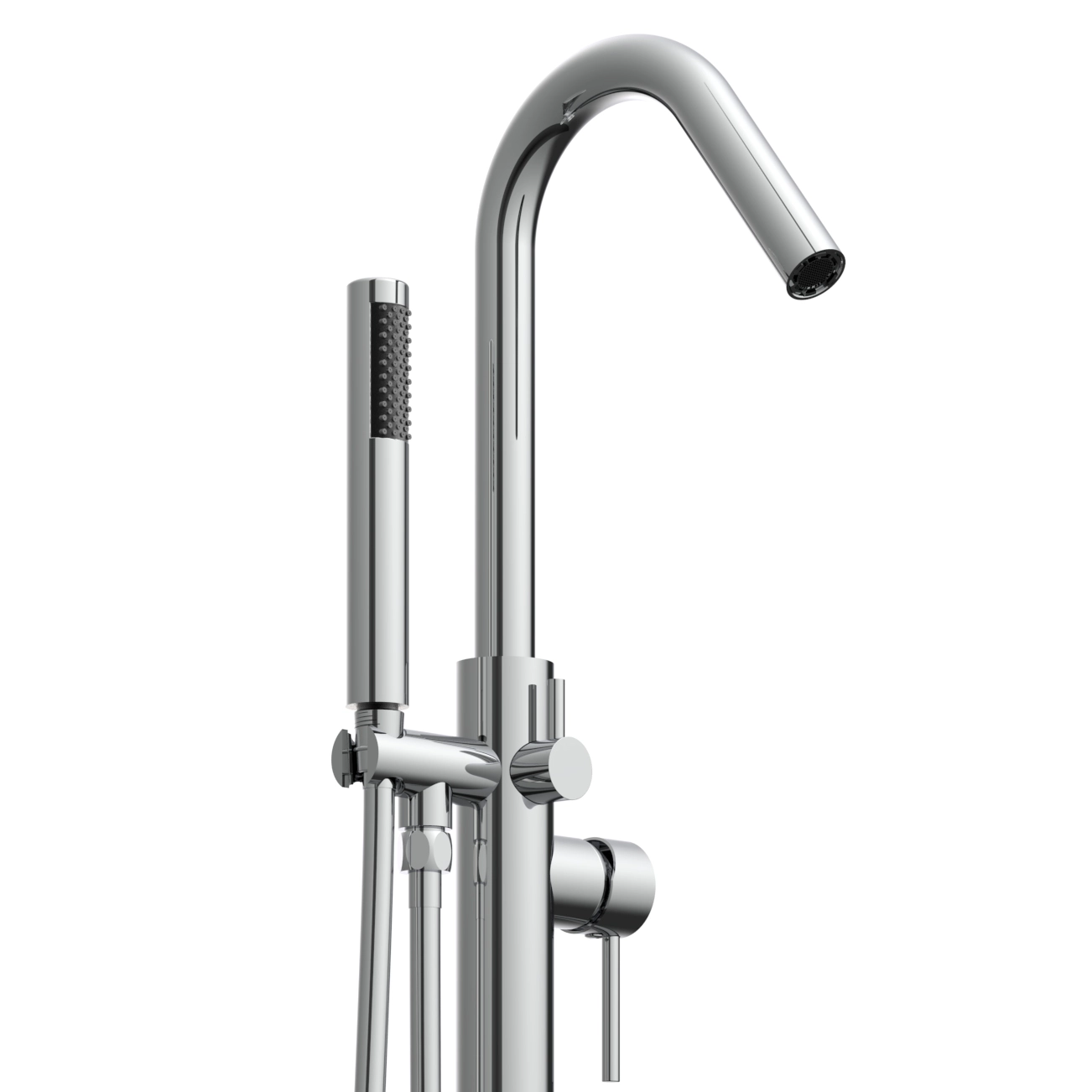 Goose Neck Dual Handles Brass Bathtub Faucet