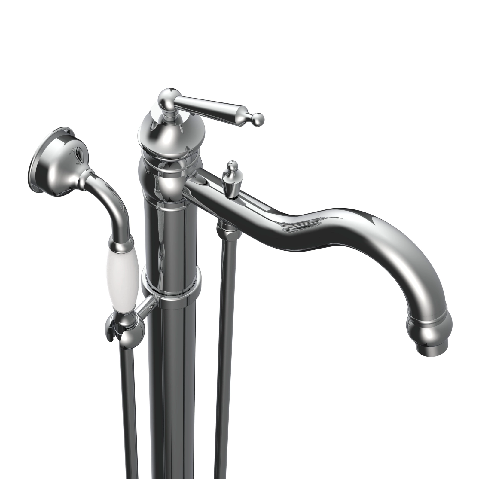 Retro Design Brass Stainless Steel Freestanding Tub Faucet