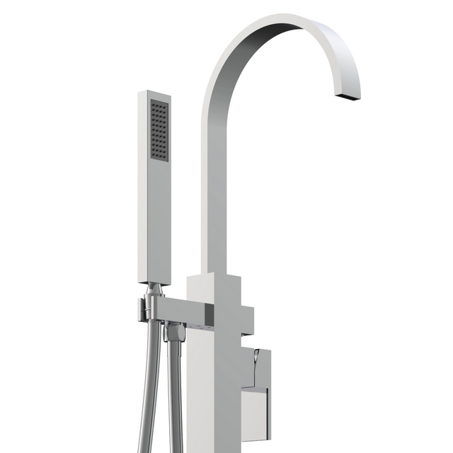 Square Design Modern Brass Floor Mounted Bathtub Faucet