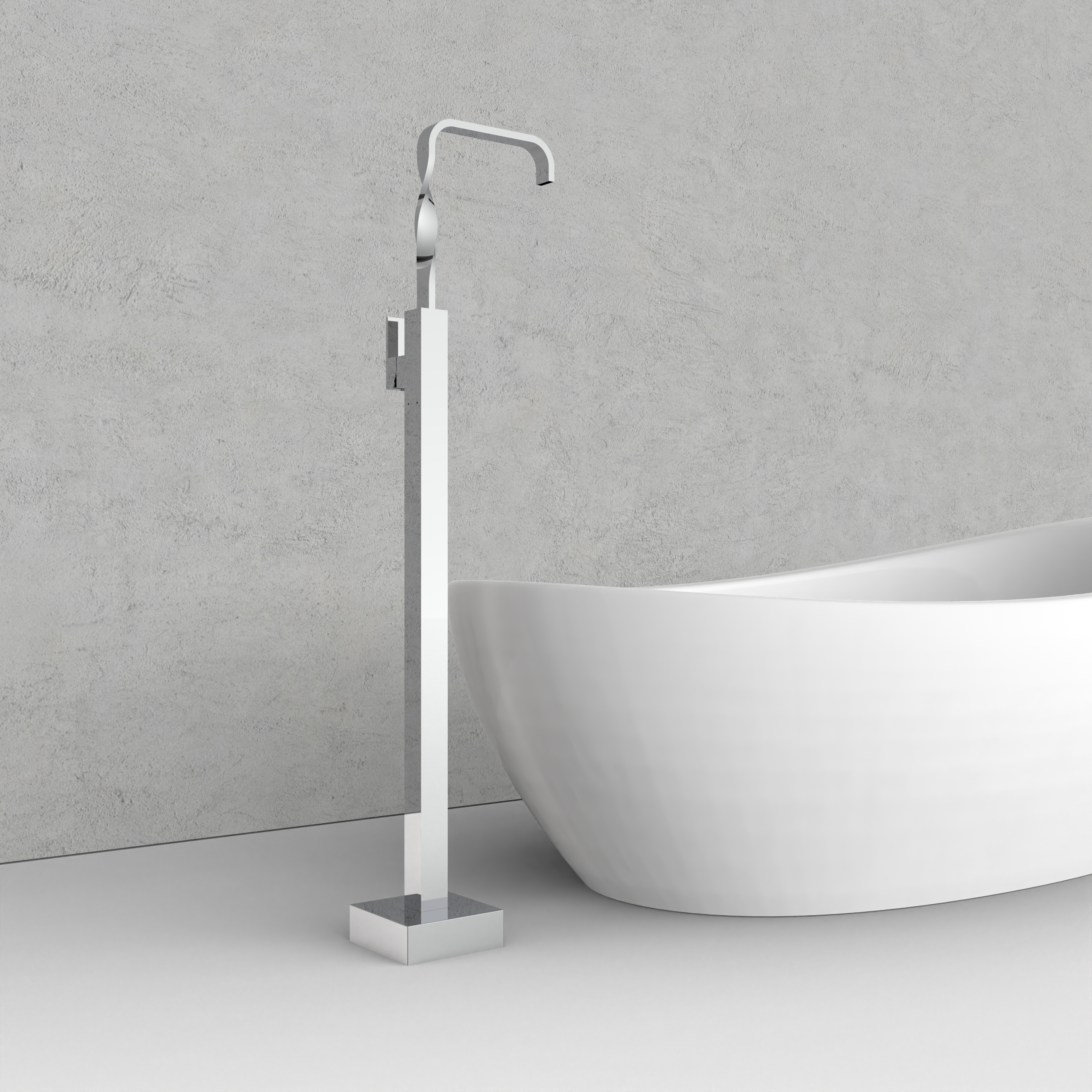 Wholesale Single Handle Square Spiral Minimalist Freestanding Bathtub Faucet