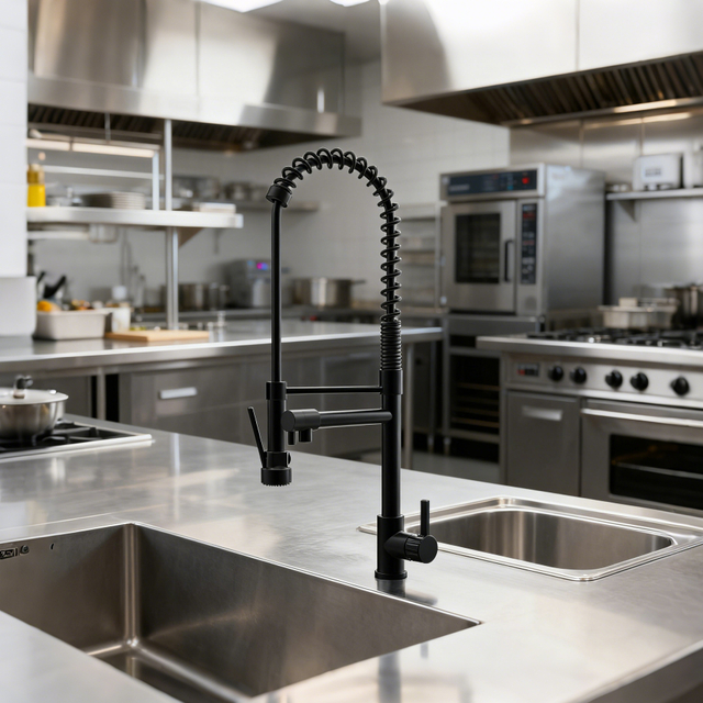 Commercial-Style Pull-Down Kitchen Faucet – Pre-Rinse Coil, Single Handle | Landonbath OEM