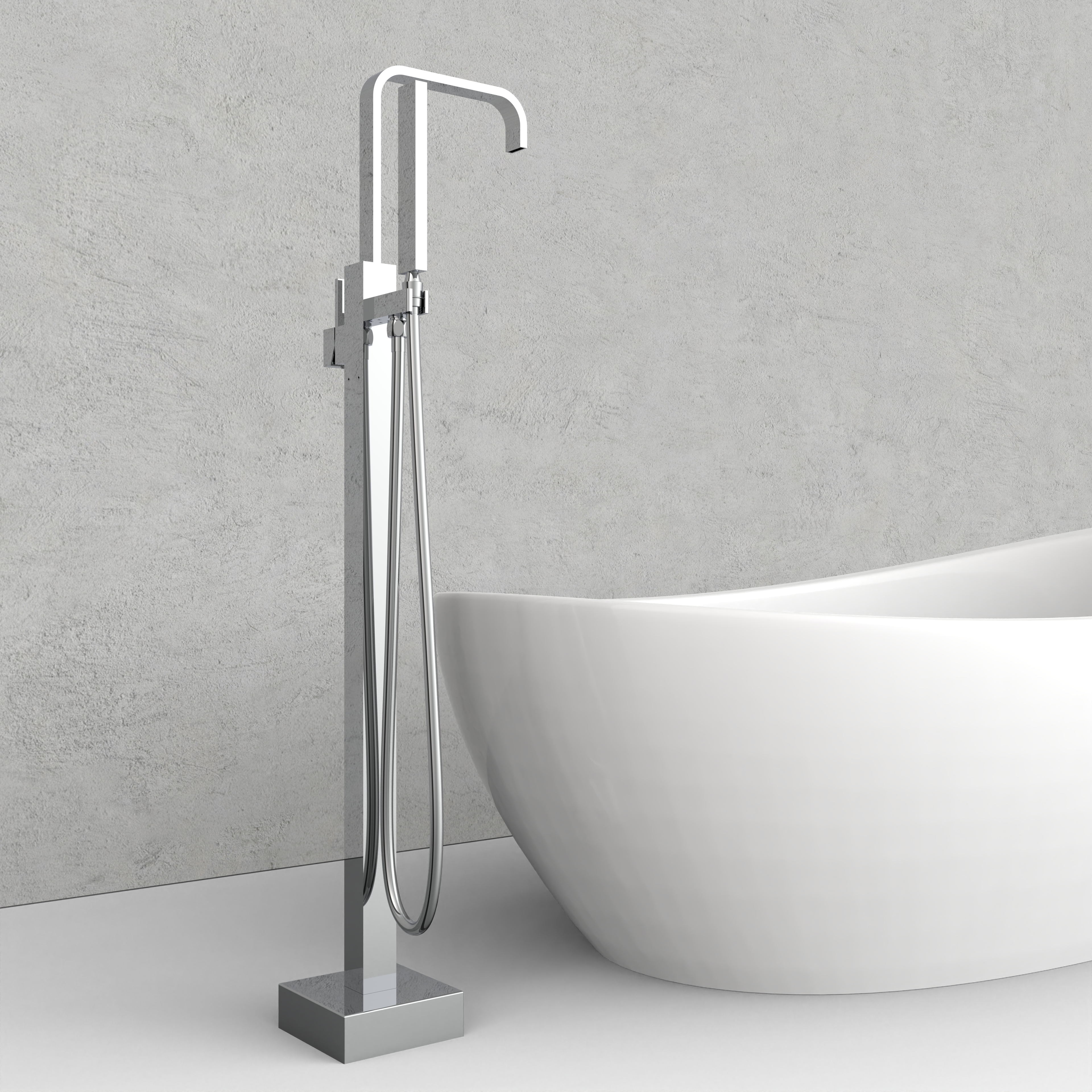 modern square freestanding bath faucet with brass body