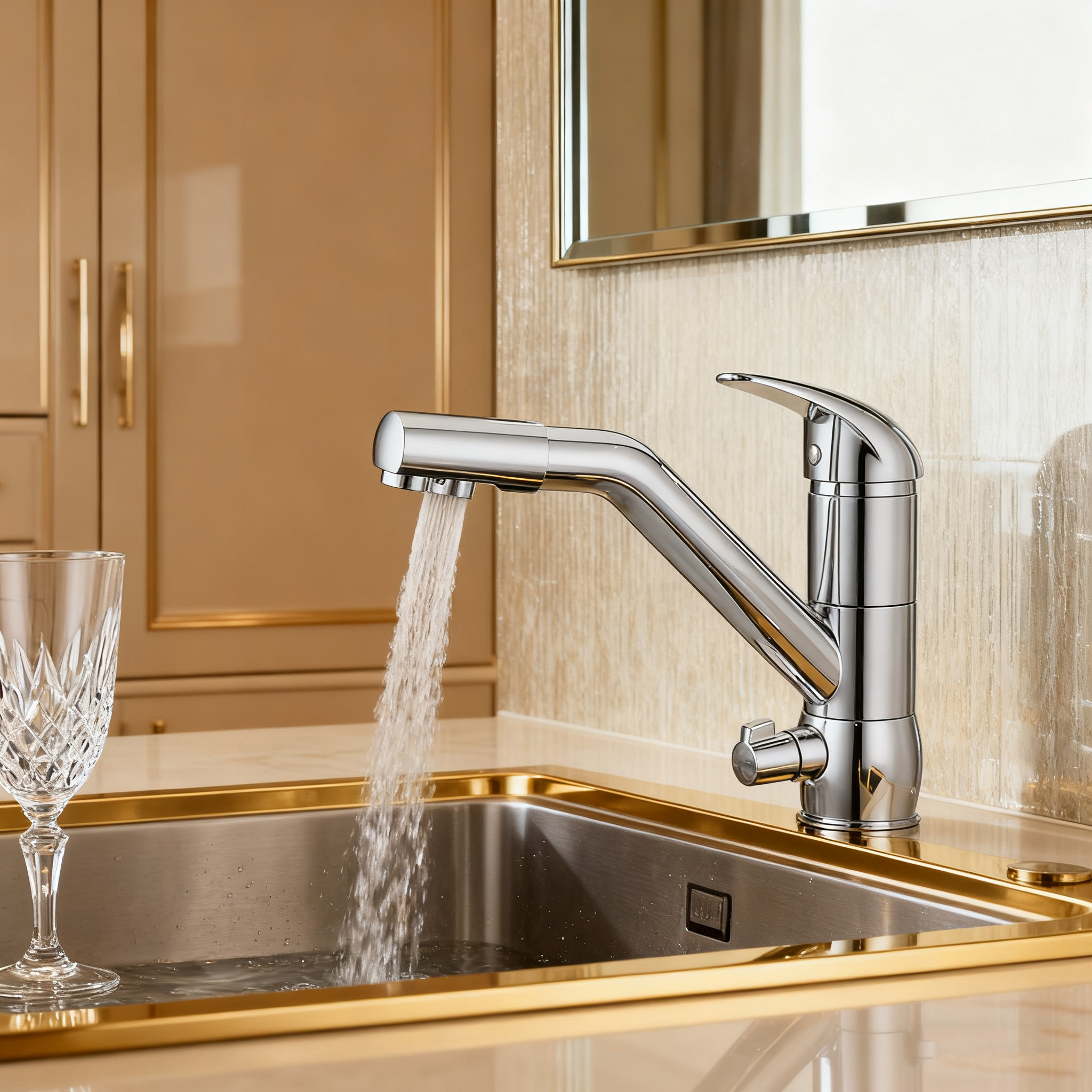 Modern Commercial Kitchen Faucet with Dual Spray Mixer Tap by Global Supply