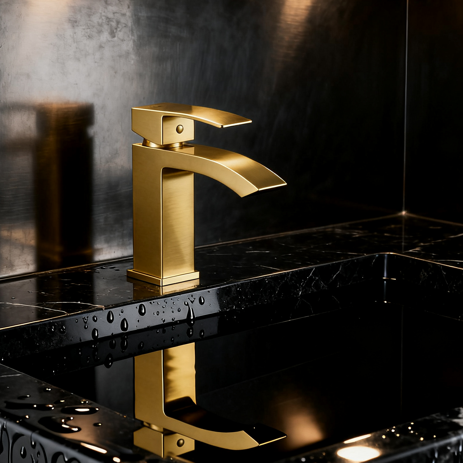 Modern Square Basin Mixer Faucet with Waterfall Spout and Optional Hand Sprayer – Solid Brass Chrome Bathroom Tap for Contemporary Vanity Projects