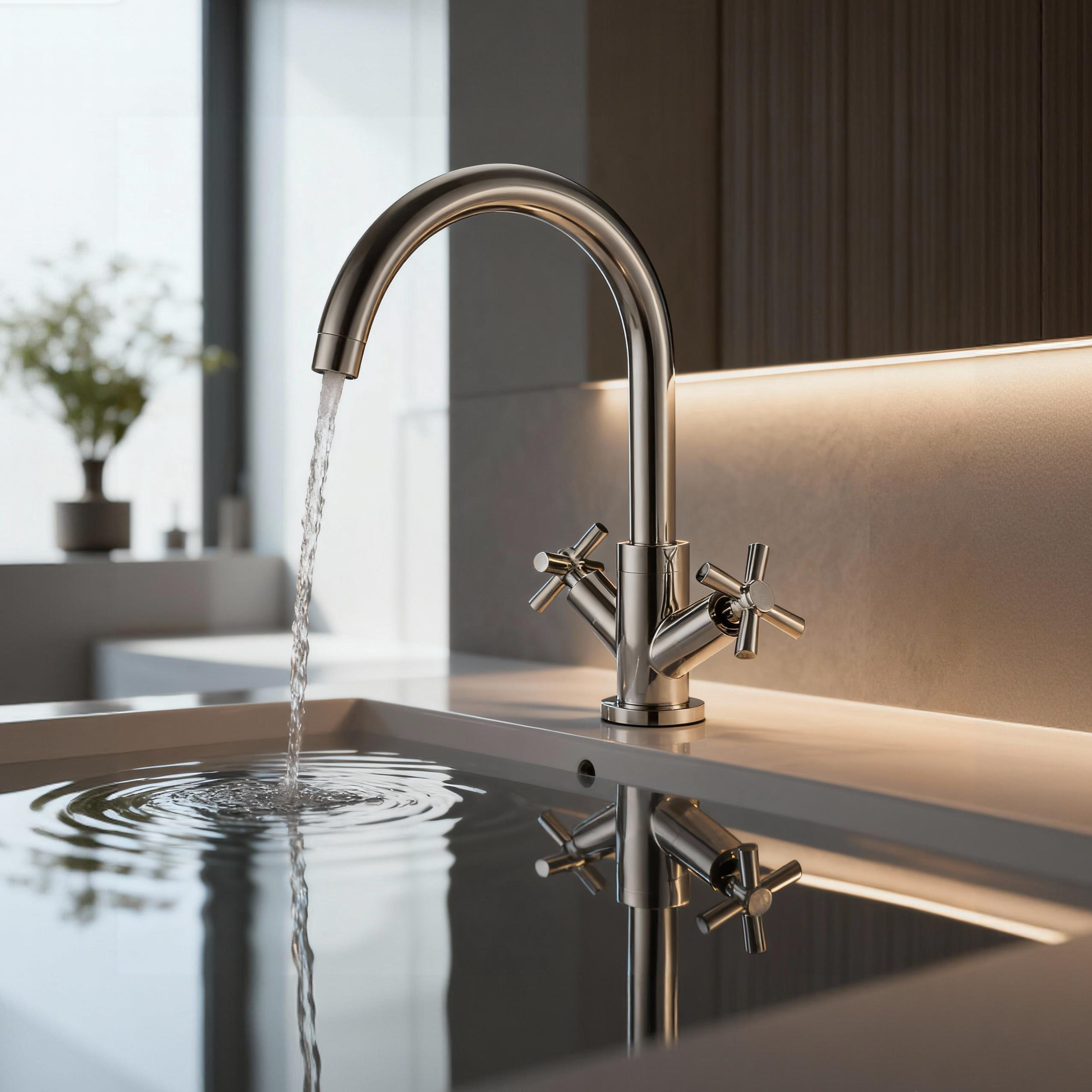 DF-03013 Brass Basin Faucet – Dual Cross Handle Bathroom Mixer with Aerator Sprayer