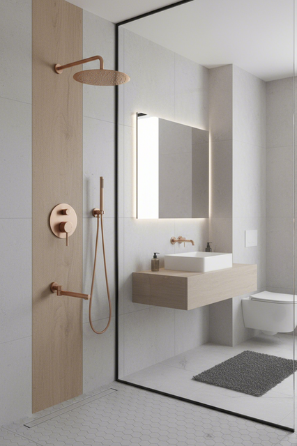 1101020 | 3-Function Concealed Shower System – Brushed Gold / Rose Gold