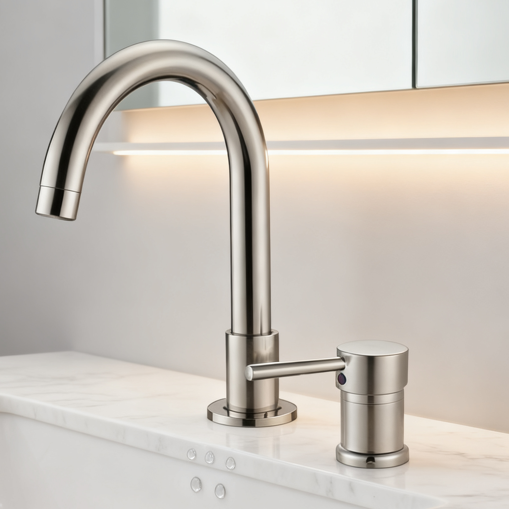 DF-05015 Brass Basin Faucet – Single Handle Mixer Tap with Curved Spout