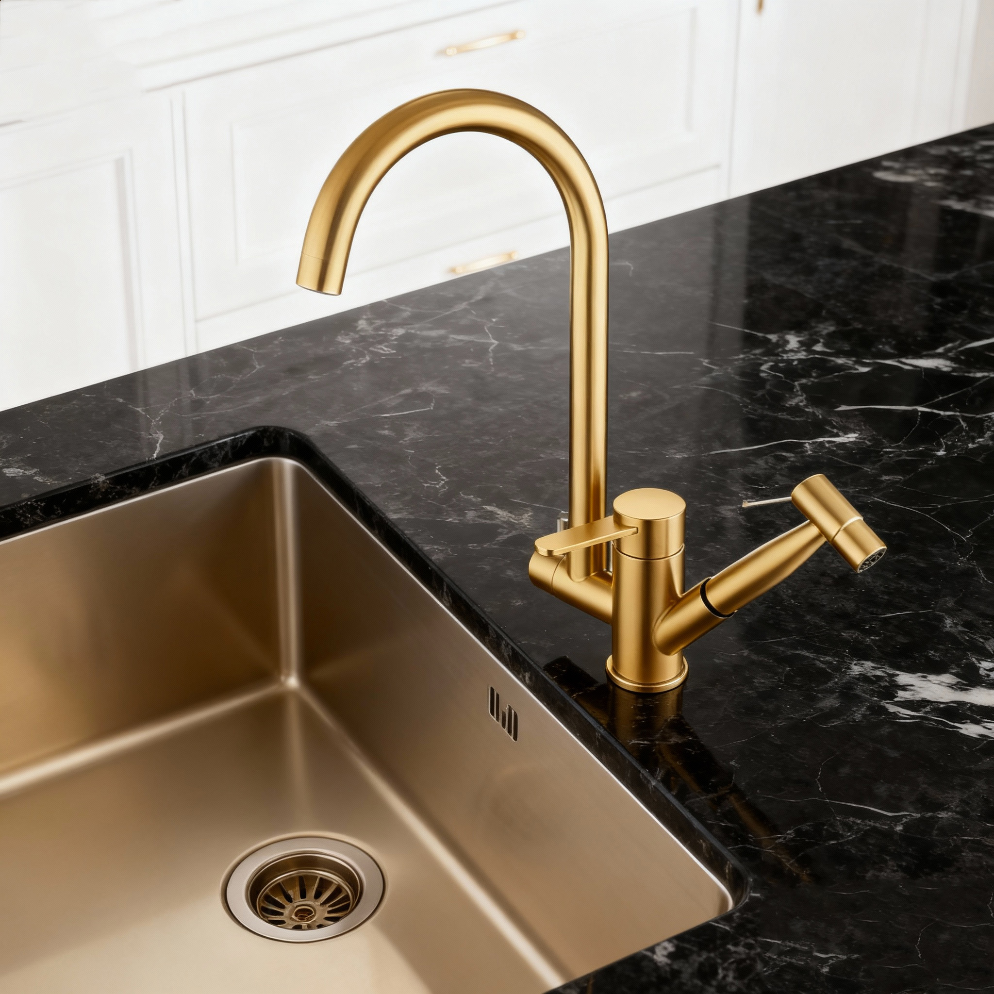 Stainless Steel Kitchen Faucet with Pull-Out Sprayer and High-Arc Spout in Modern Sink Mixer for Commercial Projects