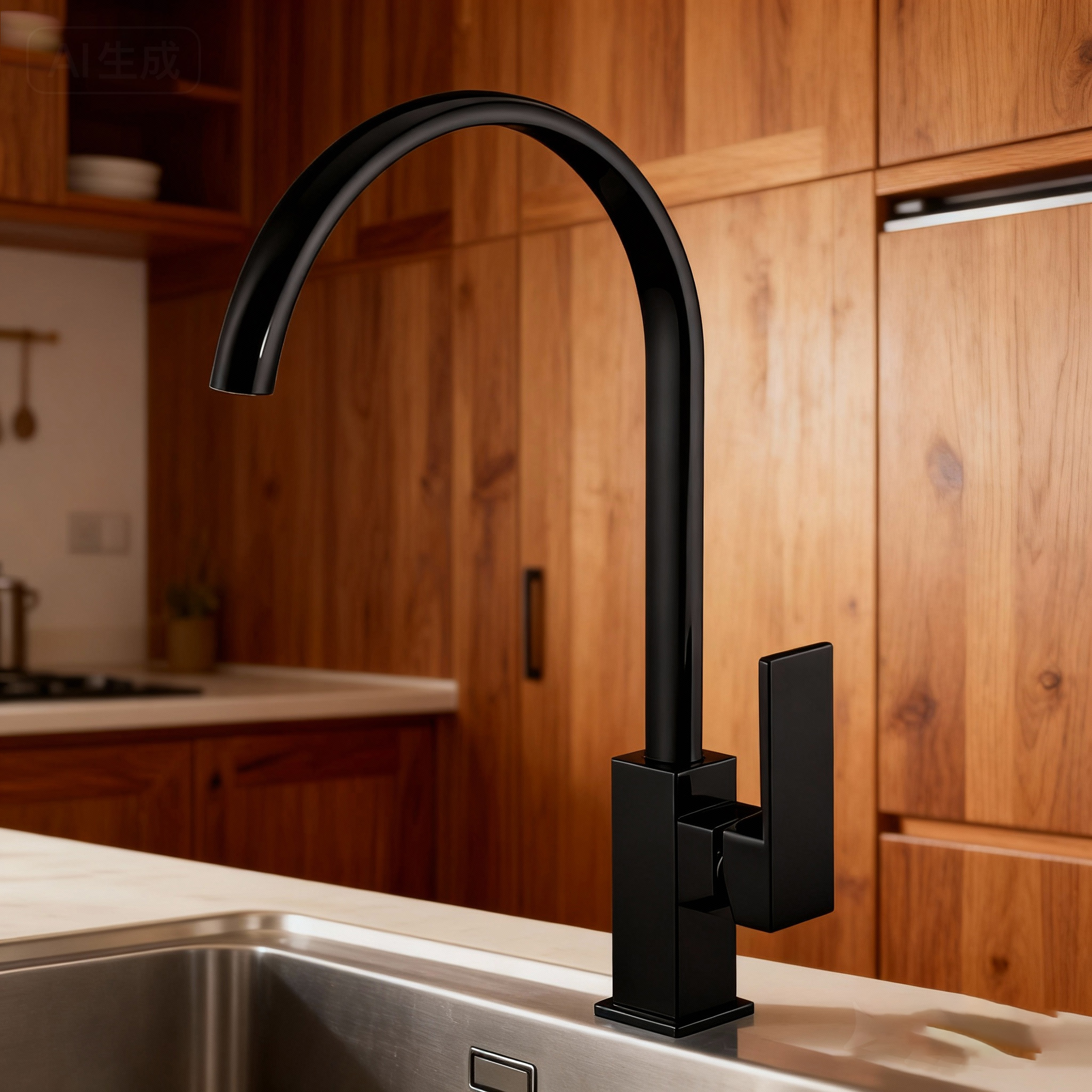 Chrome Kitchen Faucet in High Arc Brass Mixer Tap for Modern Home and Apartment Projects