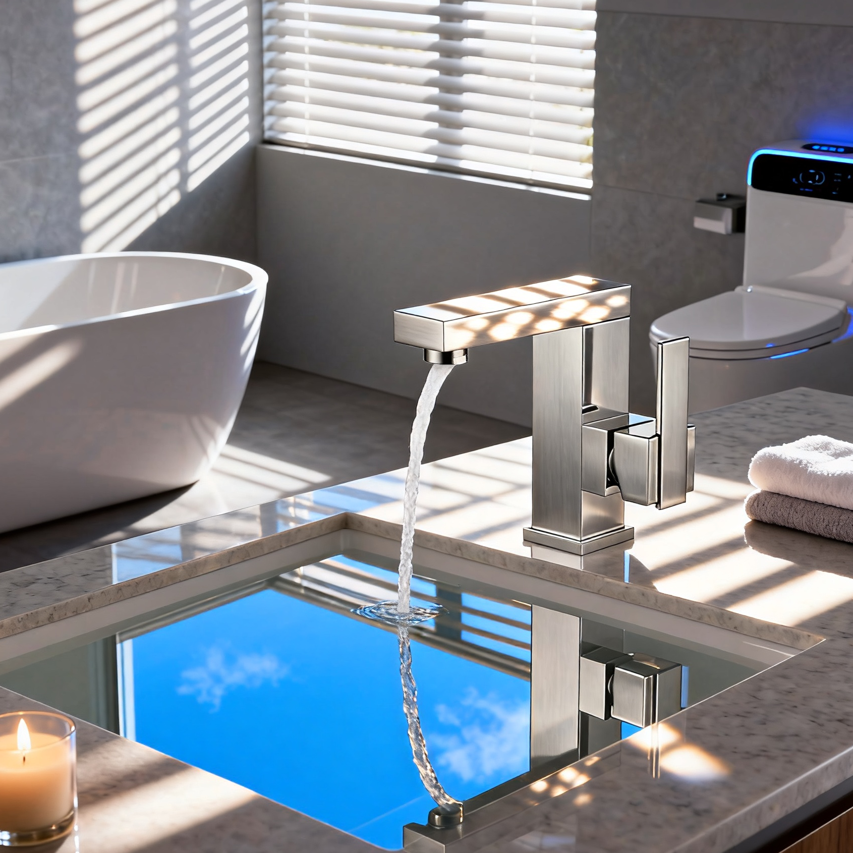 DF-02011B – DR Brass Basin Faucet Modern Geometry Premium DR Brass. Elevated Water Experience