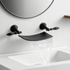 DF-05239 Brass Wall Mounted Basin Faucet Waterfall Spout Bathroom Mixer Tap – Dual Handle Vintage Design for Modern Bathrooms