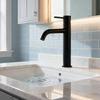 DF-4902 Tall Brass Basin Mixer Tap Modern Matte Black Single Handle Countertop Faucet with Aerated Sprayer for Hotel And Residential Projects