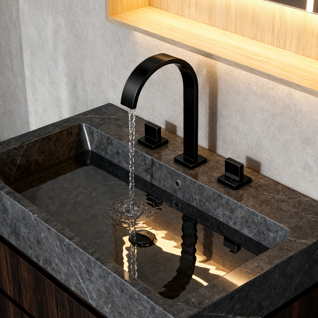 DF-05005-2 Three-Hole Brass Basin Faucet (Brushed Nickel) Architectural-Grade Basin Mixer for Residential And Commercial Bath Solutions