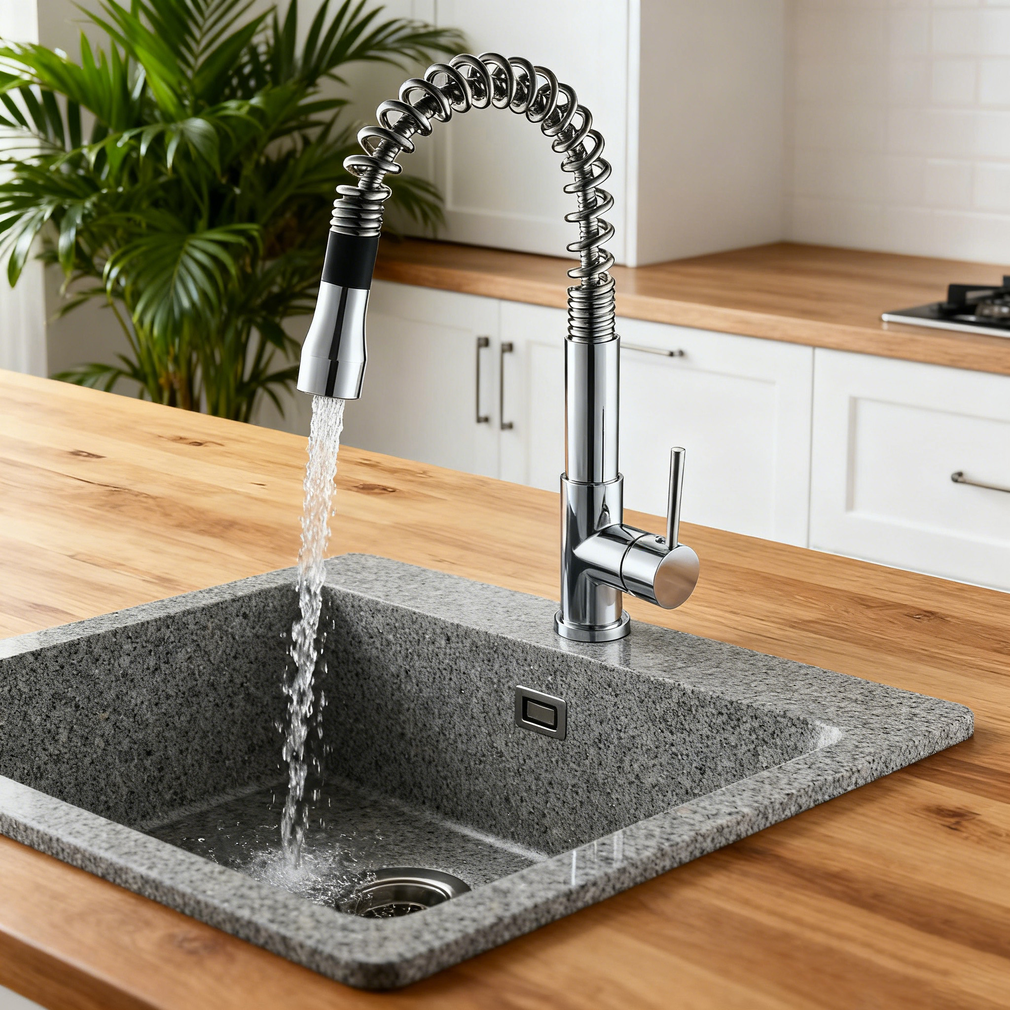 Commercial-Style Brass Kitchen Faucet with Pull-Down Sprayer for kitchen Project Global Supply