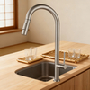 High Arc Stainless Steel Pull-Down Kitchen Faucet with Dual-Function Sprayer from China manufacturer 