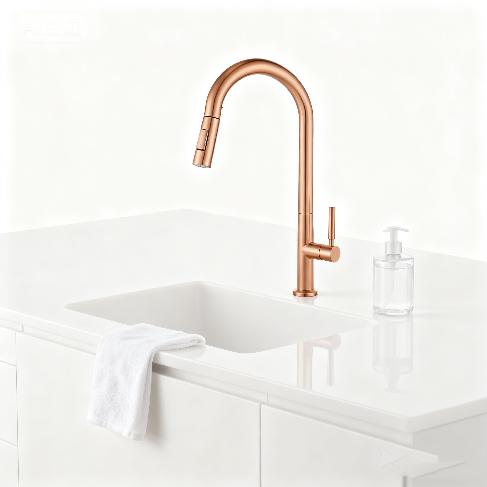 High Arc Stainless Steel Pull-Down Kitchen Faucet with Dual-Function Sprayer from China manufacturer 