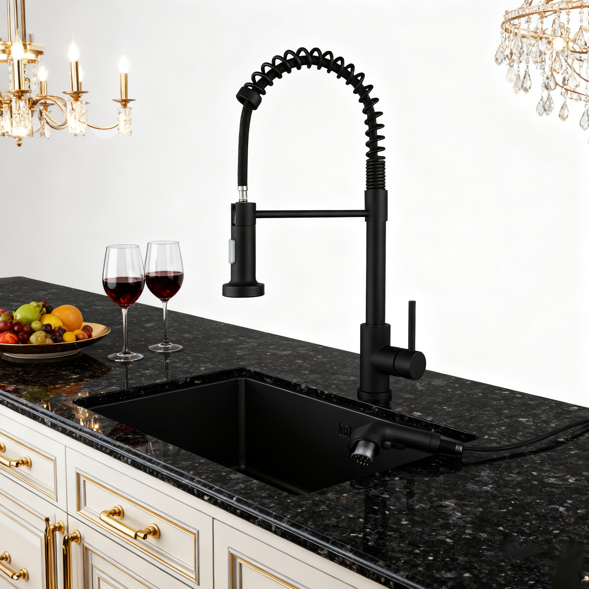 Commercial Style Pull-Down Kitchen Faucet with Dual-Function Sprayer by SUS304 Stainless Steel 