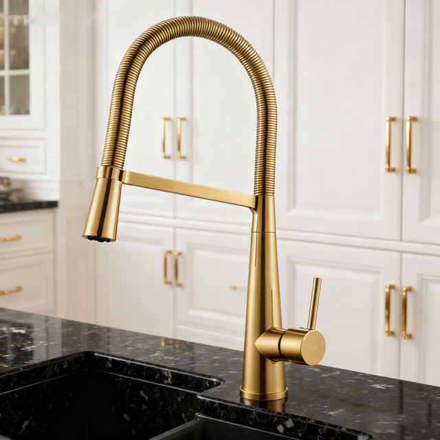 Pull-Down Kitchen Faucet with Modern Chrome High Arc Sprayer Tap for Residential or Commercial Projects to Global Supply