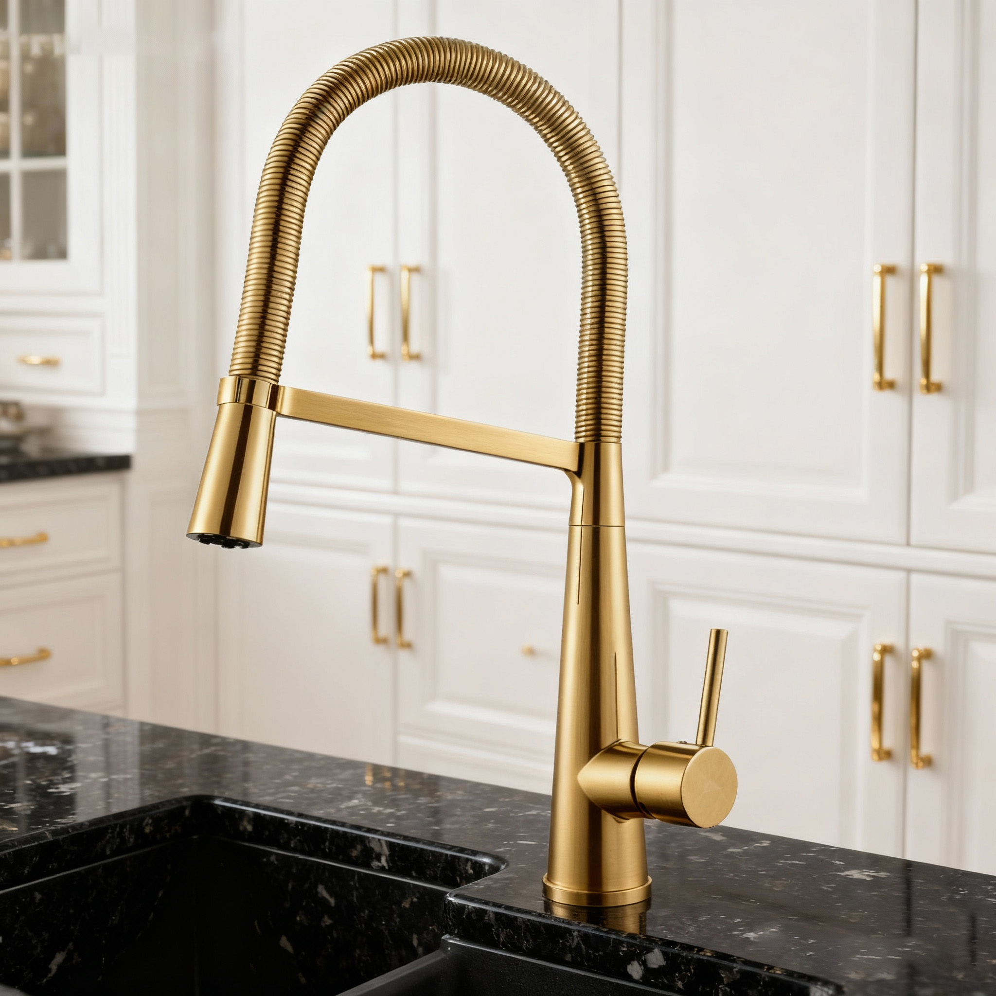 Pull-Down Kitchen Faucet with Modern Chrome High Arc Sprayer Tap for Residential or Commercial Projects to Global Supply