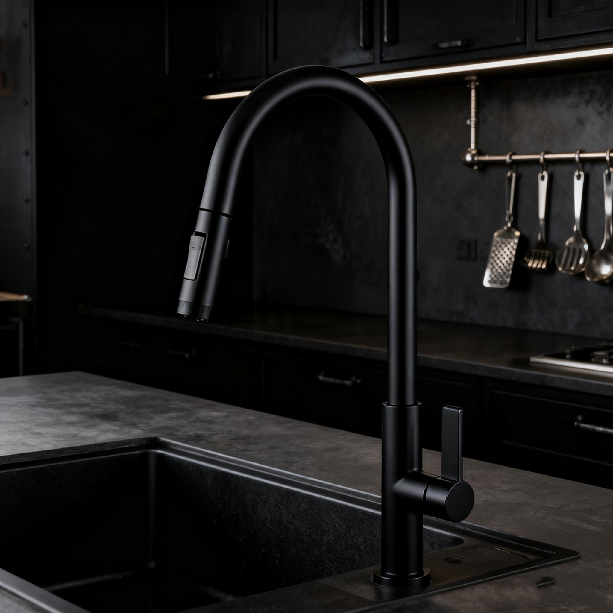 Brass Kitchen Faucet with Pull-Down Sprayer in Multi-Finish Options Premium Kitchen Taps for Global Projects
