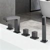Five-Piece Deck-Mounted Bathtub Faucet Set | Brass Body | Independent Diverter | Hand Shower