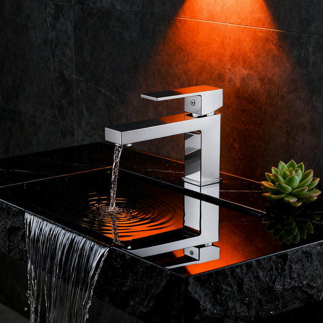 Brushed Nickel Single Handle Tall Vessel Sink Bathroom Faucet with Lever Handle Aerated Spout Corrosion-Resistant Copper Construction and Watermark Certification - Model 1401020