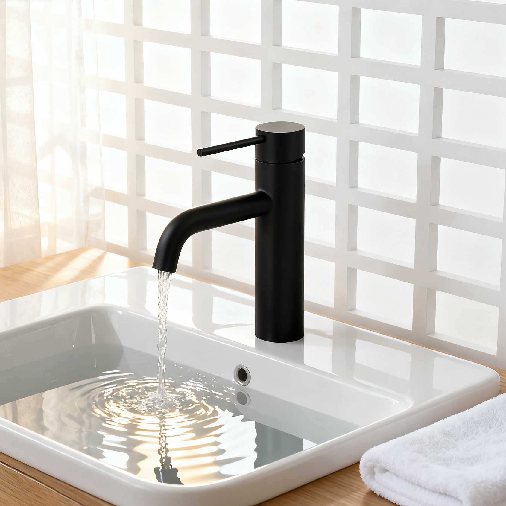 DF-4901 Brass Basin Mixer Tap Elegant Matte Black Single Handle Bathroom Faucet with Aerated Sprayer for Modern Countertop Basins Product Overview