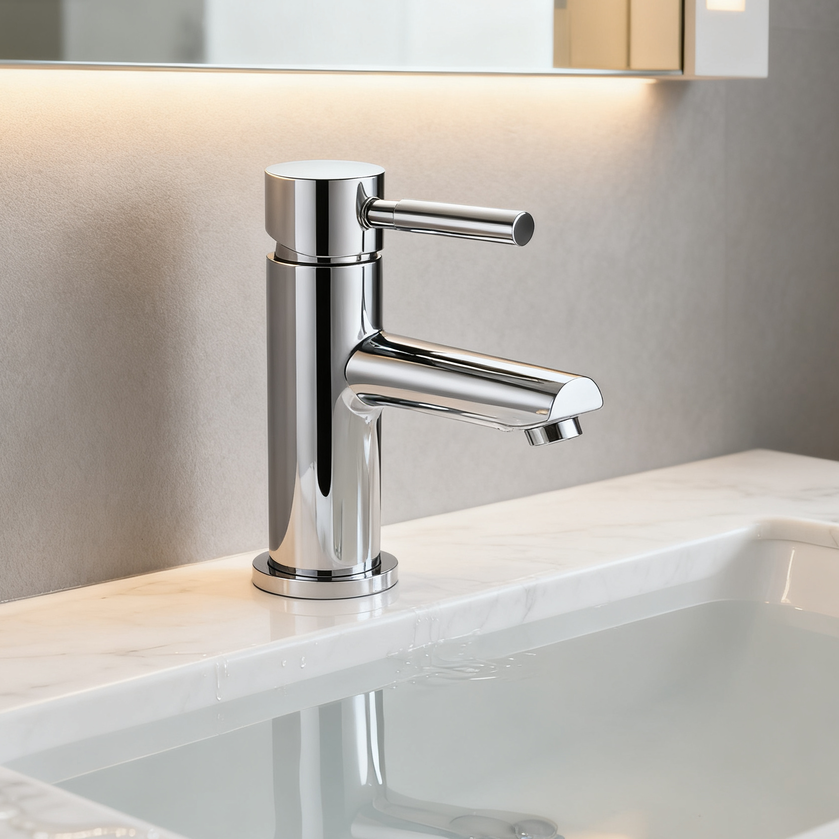 DF-01202 Chrome Brass Basin Faucet – Sleek Modern Single Handle Mixer Tap for Bathroom Vanity