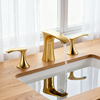 DF-05222-2 Brushed Gold 3-Hole Brass Basin Faucet – Luxury Modern Dual Handle Mixer Tap