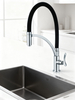 Modern Flexible Silicone Hose Kitchen Faucet with Chrome Finish, Single Handle Pull Down Mixer Tap for Sink