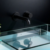 DF-05201-3 Wall-Mounted Brass Basin Faucet (Matte Black) Minimalist Round-Plate Design Architectural Contemporary Series