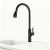 Commercial Pull-Down Matte Black Zinc Alloy Kitchen Faucet with Chrome-Plated Tap and Dual-Mode Sprayer 