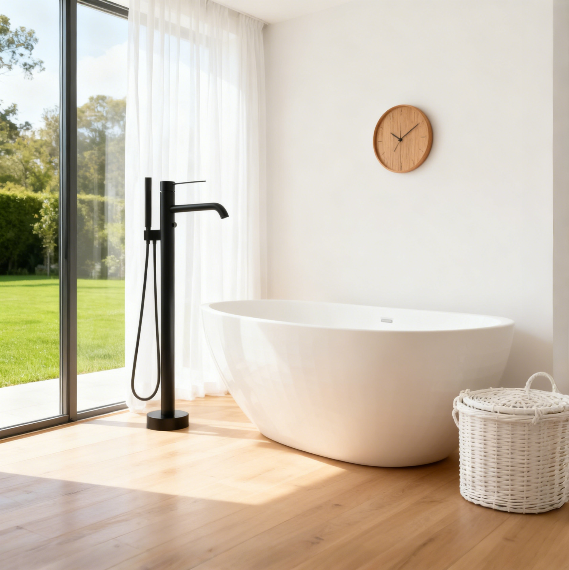 High-Flow Black Freestanding Bathtub Faucet – European Design, Brass Construction | Landonbath OEM Factory