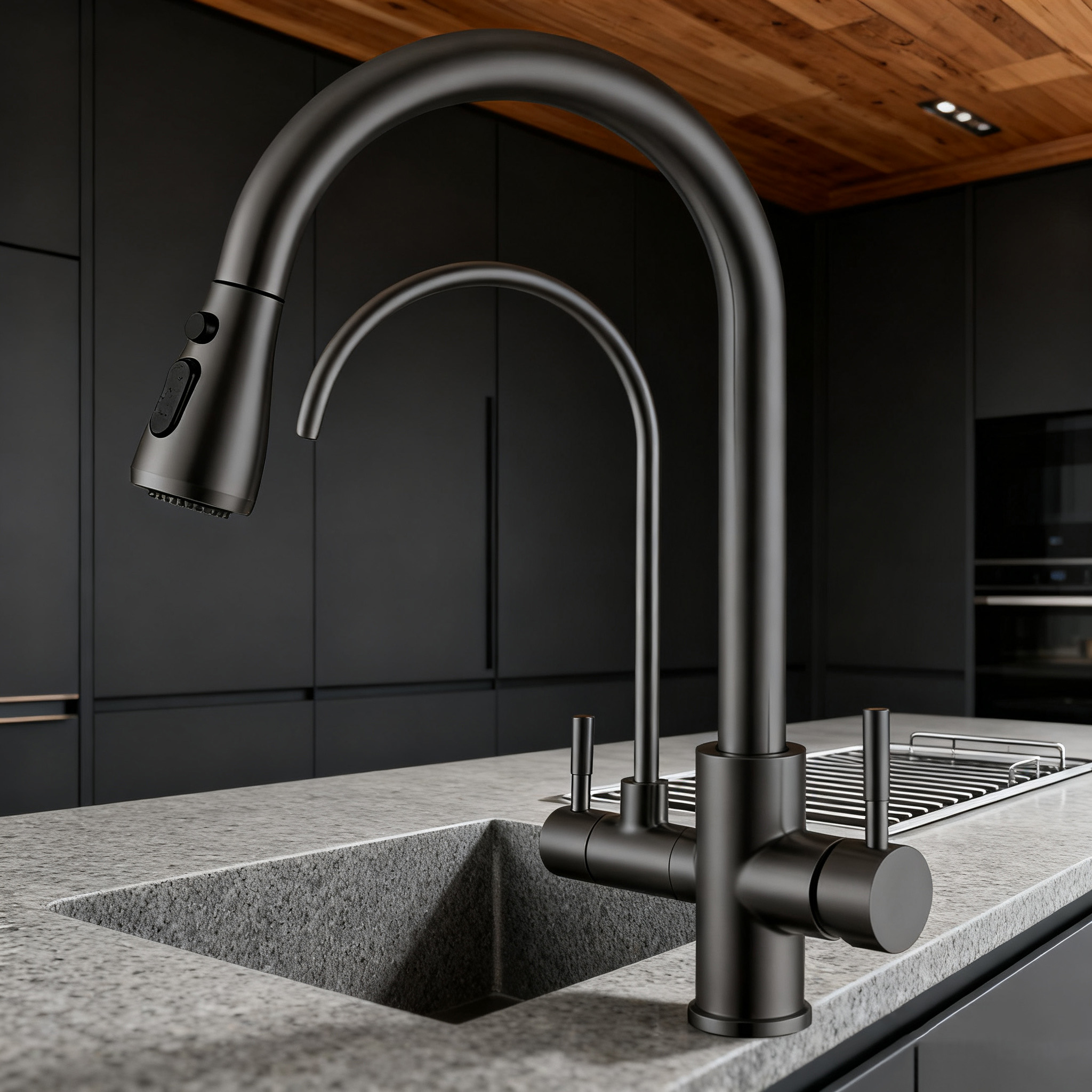 Modern Design Premium Pull-Down Kitchen Faucet with Dual-Function Sprayer and Durable Brass Construction