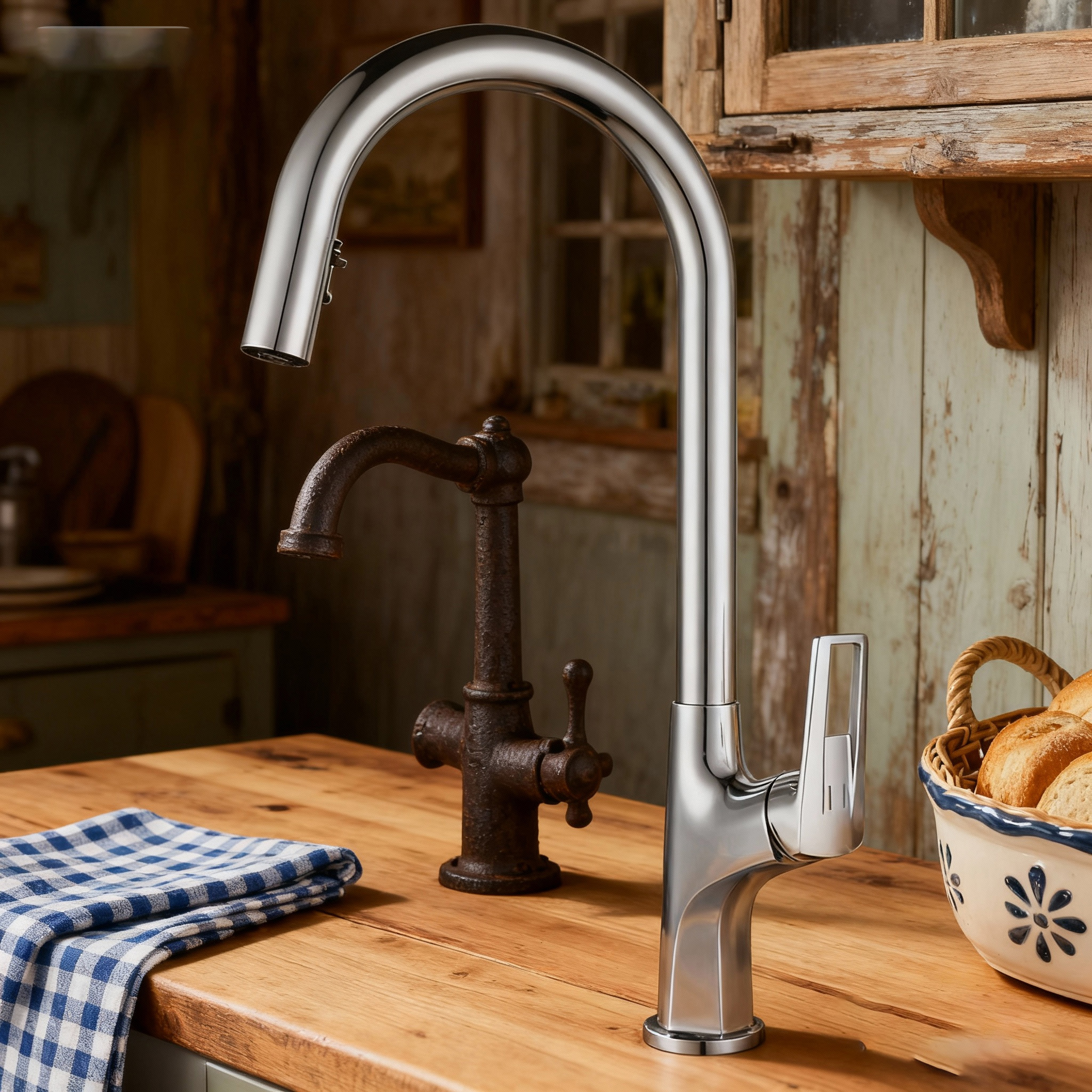 Chrome High Arc Single Handle Kitchen Mixer Tap with Flexible Sprayer for Home and Commercial Sinks 