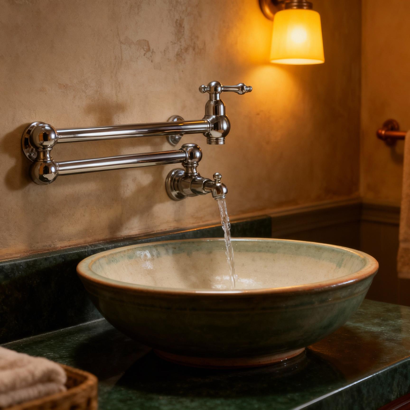 Premium Polished Chrome Wall Mount Pot Filler Kitchen Faucet from Chinese manufacturer 