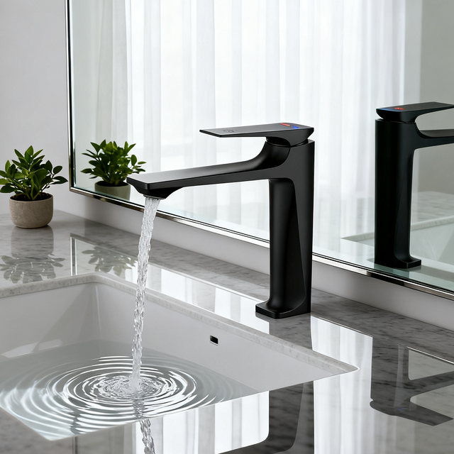 1401022 Matte Black Zinc Alloy Basin Mixer Faucet Tall Single Handle Bathroom Tap with Water-Saving Aerator Modern Deck-Mounted Wash Basin Faucet Manufacturer And OEM Project Supply