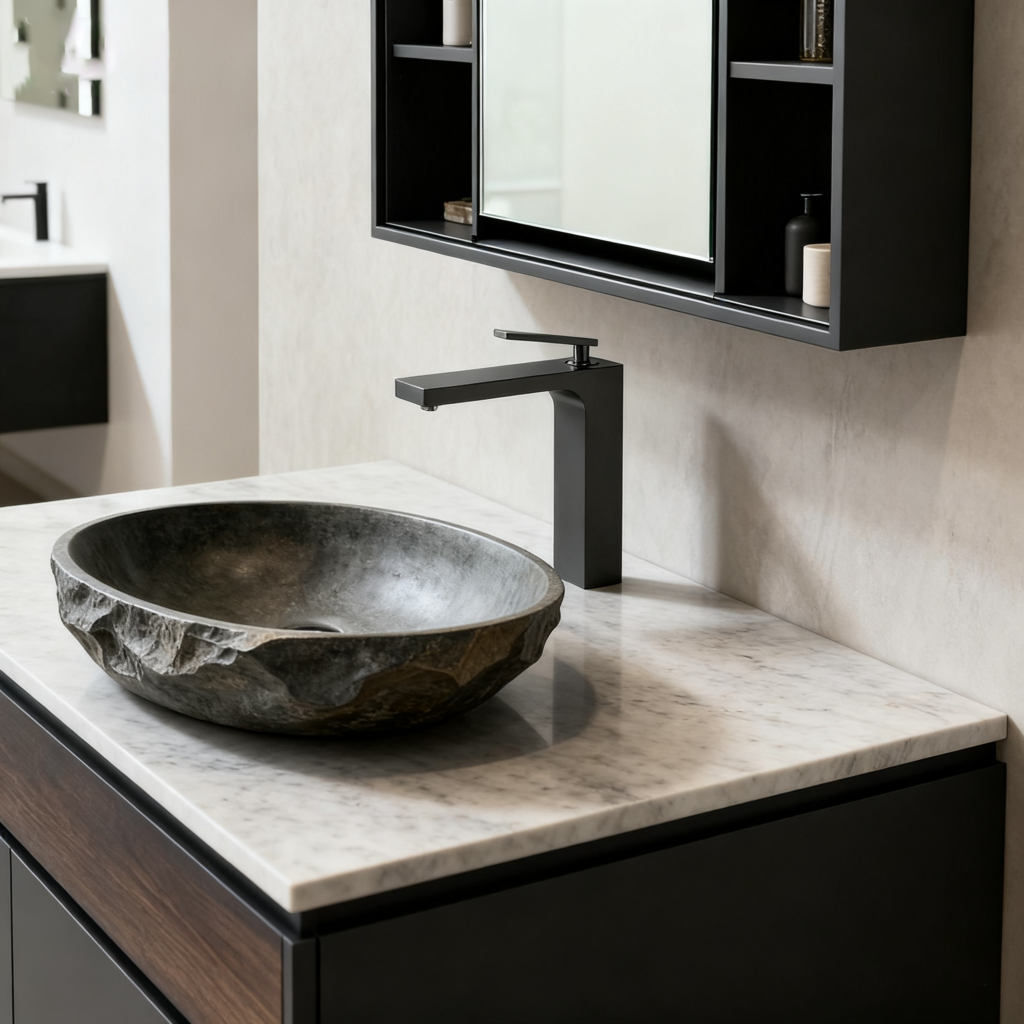 Brushed Gold Tall Square Basin Faucet – Modern Brass Vessel Sink Mixer Tap | Single-Handle | OEM & Project Ready