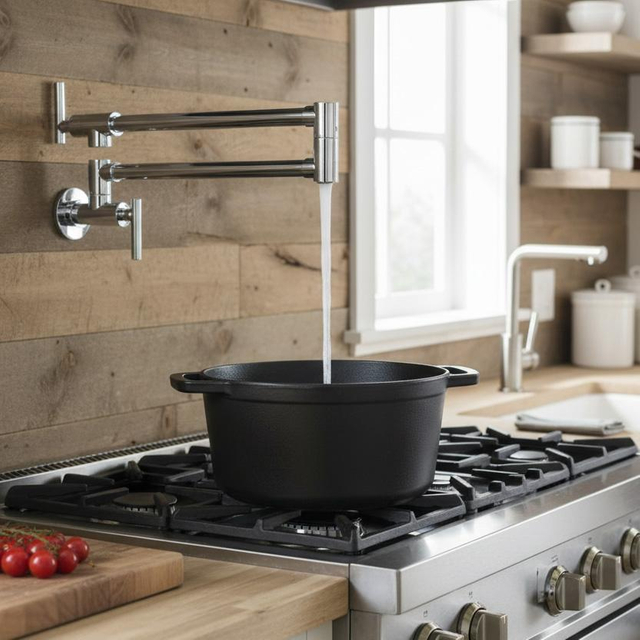 Modern Chrome Wall-Mounted Pot Filler Faucet with Many Color Finishes from Chinese Manufacturer 