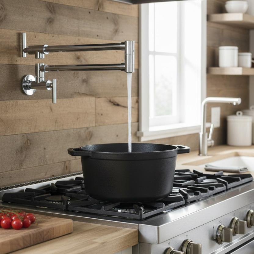 Modern Chrome Wall-Mounted Pot Filler Faucet with Many Color Finishes from Chinese Manufacturer 