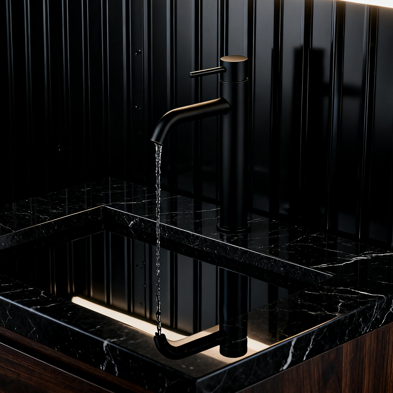 DF-4902 Tall Brass Basin Mixer Tap Modern Matte Black Single Handle Countertop Faucet with Aerated Sprayer for Hotel And Residential Projects