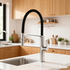 Modern Flexible Pull-Down Kitchen Faucet Stainless Steel Black Hose Mixer Tap for Residential & Commercial Use