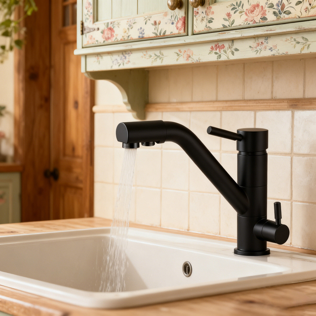 Brass Kitchen Faucet with Dual Water Outlet Zinc-Alloy Handle and Angled Spout Design with Durable Chrome Finish for Kitchen Project 