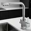 Modern Brass Kitchen Faucet with Dual Water Outlet and Zinc-Alloy Handlefor Project-Ready Quality 