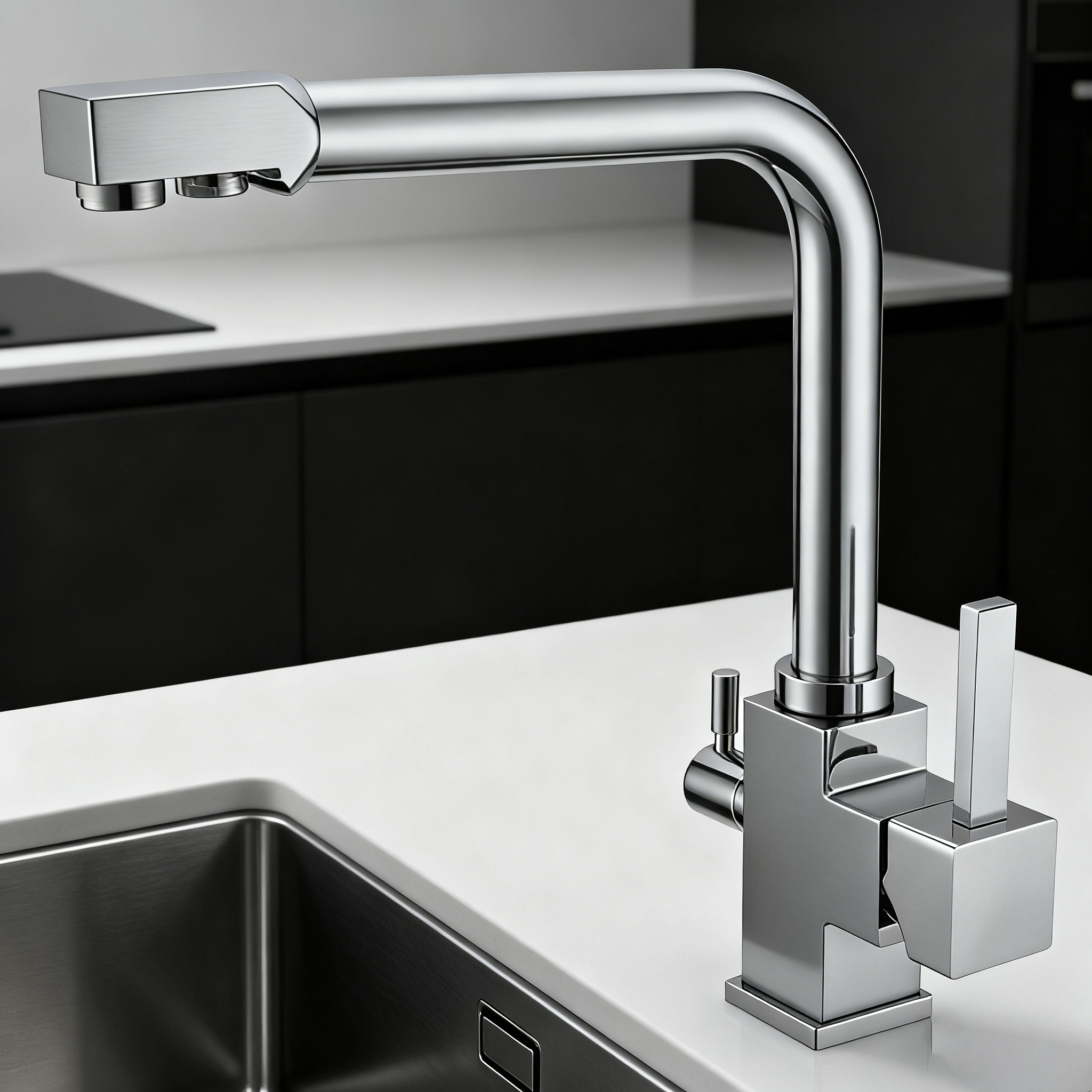 Modern Brass Kitchen Faucet with Dual Water Outlet and Zinc-Alloy Handlefor Project-Ready Quality 