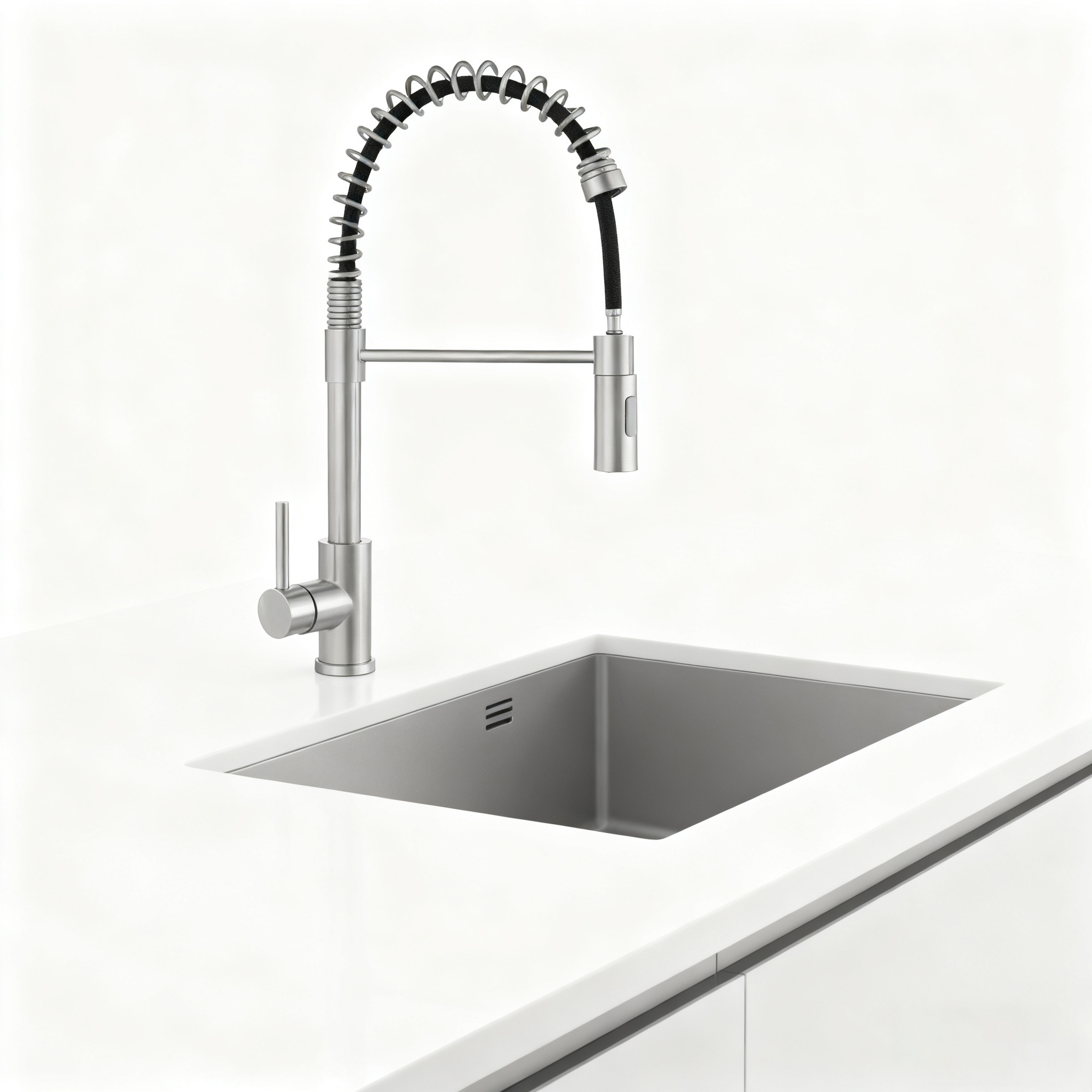 Commercial Style Pull-Down Kitchen Faucet with Dual-Function Sprayer by SUS304 Stainless Steel 