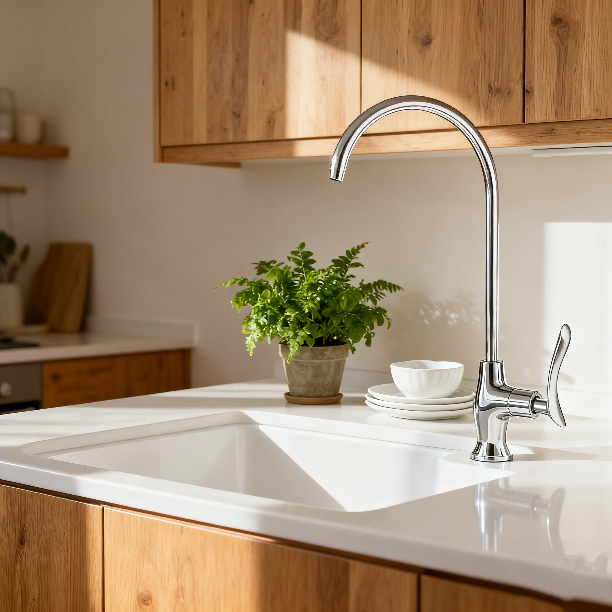 Kitchen Faucet with Elegant Single Handle Stainless Steel Drinking Tap