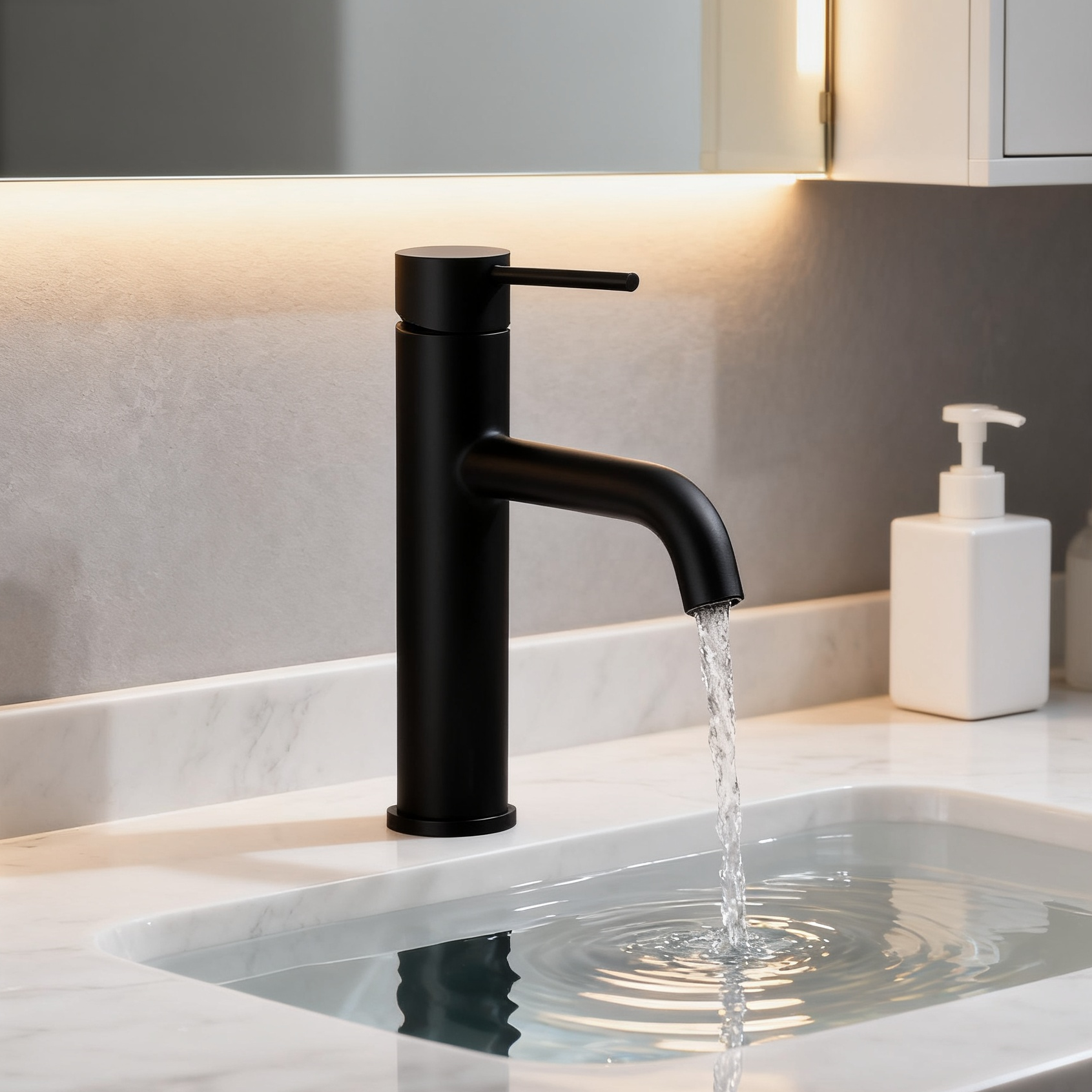 DF-4901 Brass Basin Mixer Tap Elegant Matte Black Single Handle Bathroom Faucet with Aerated Sprayer for Modern Countertop Basins Product Overview