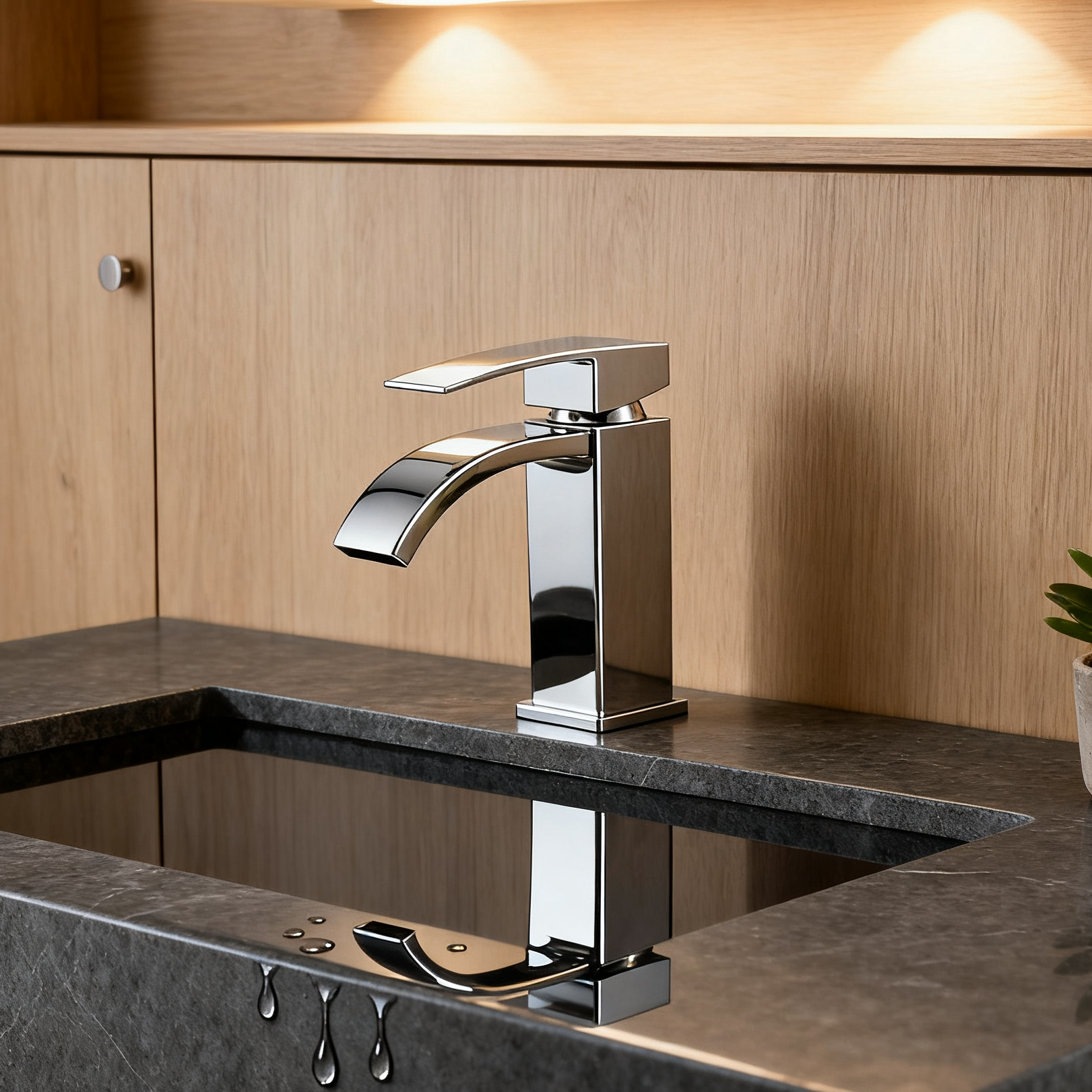 DF-11007 Brass Basin Faucet – Modern Curved Spout Single Handle Mixer Tap