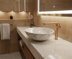 Brushed Rose Gold Tall Basin Faucet – 304 Stainless Steel | Vessel Sink Mixer